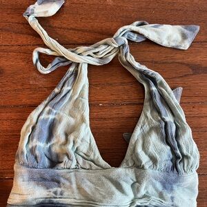 Amuse Society Blue Tie-Dye Top